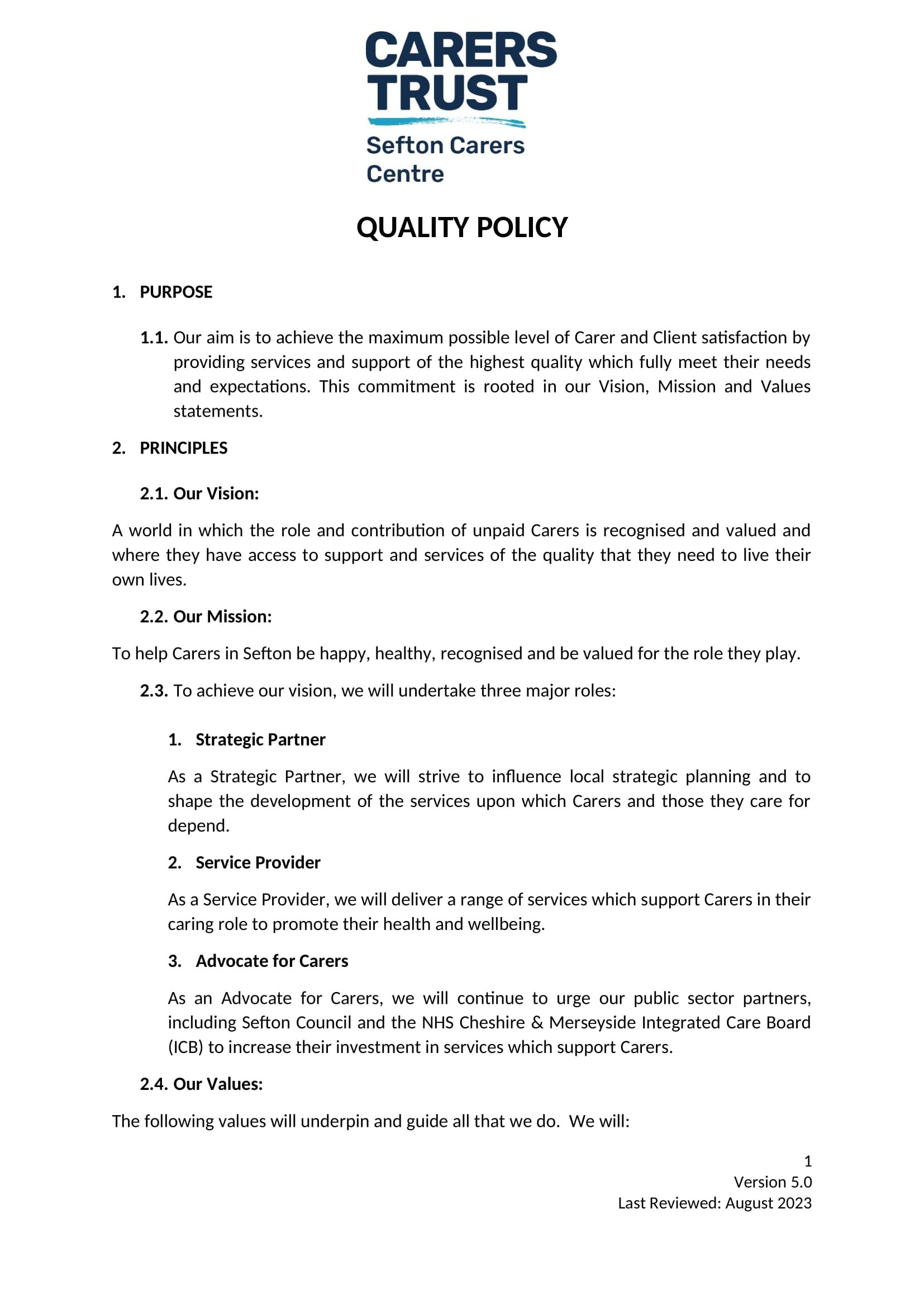 Quality Policy Aug 23 1
